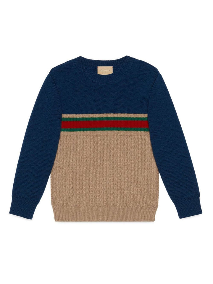 Beige and blue sweater for boys