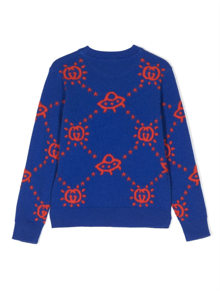 Blue sweater for boys with logo