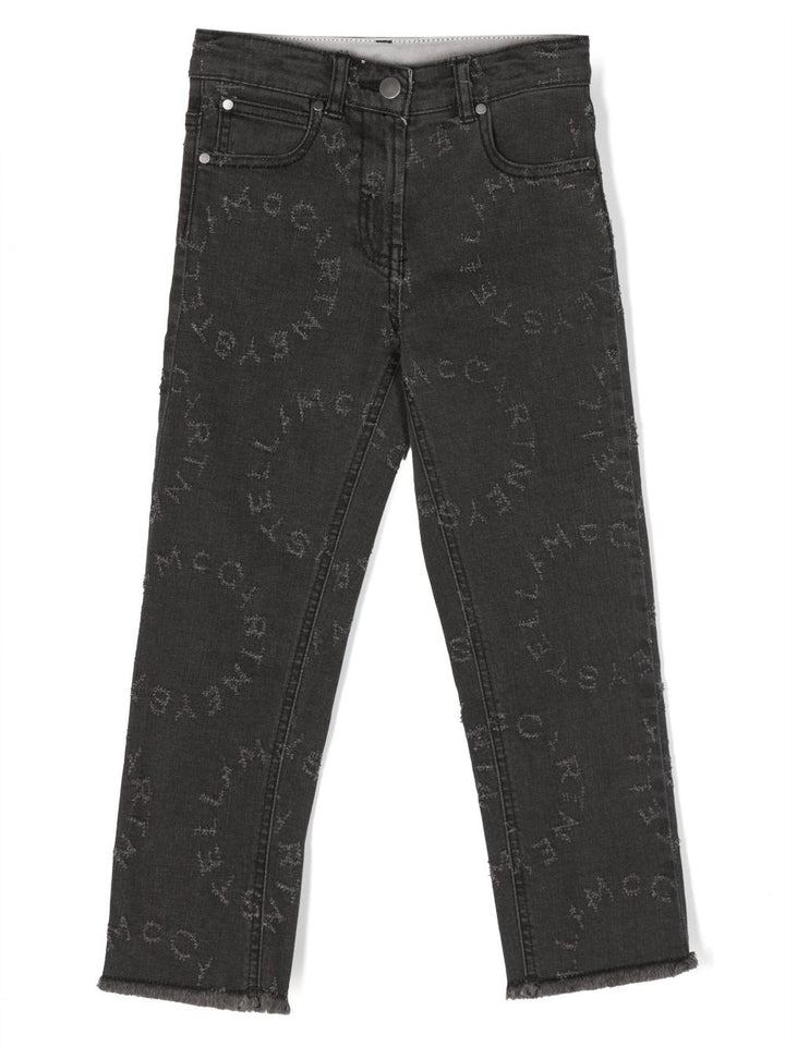 Jeans grigio per bambina con logo