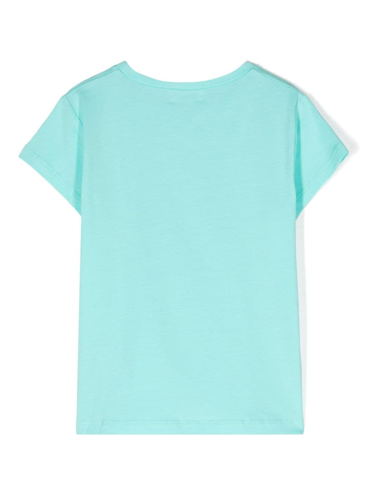 T-shirt blu per bambina con stampa
