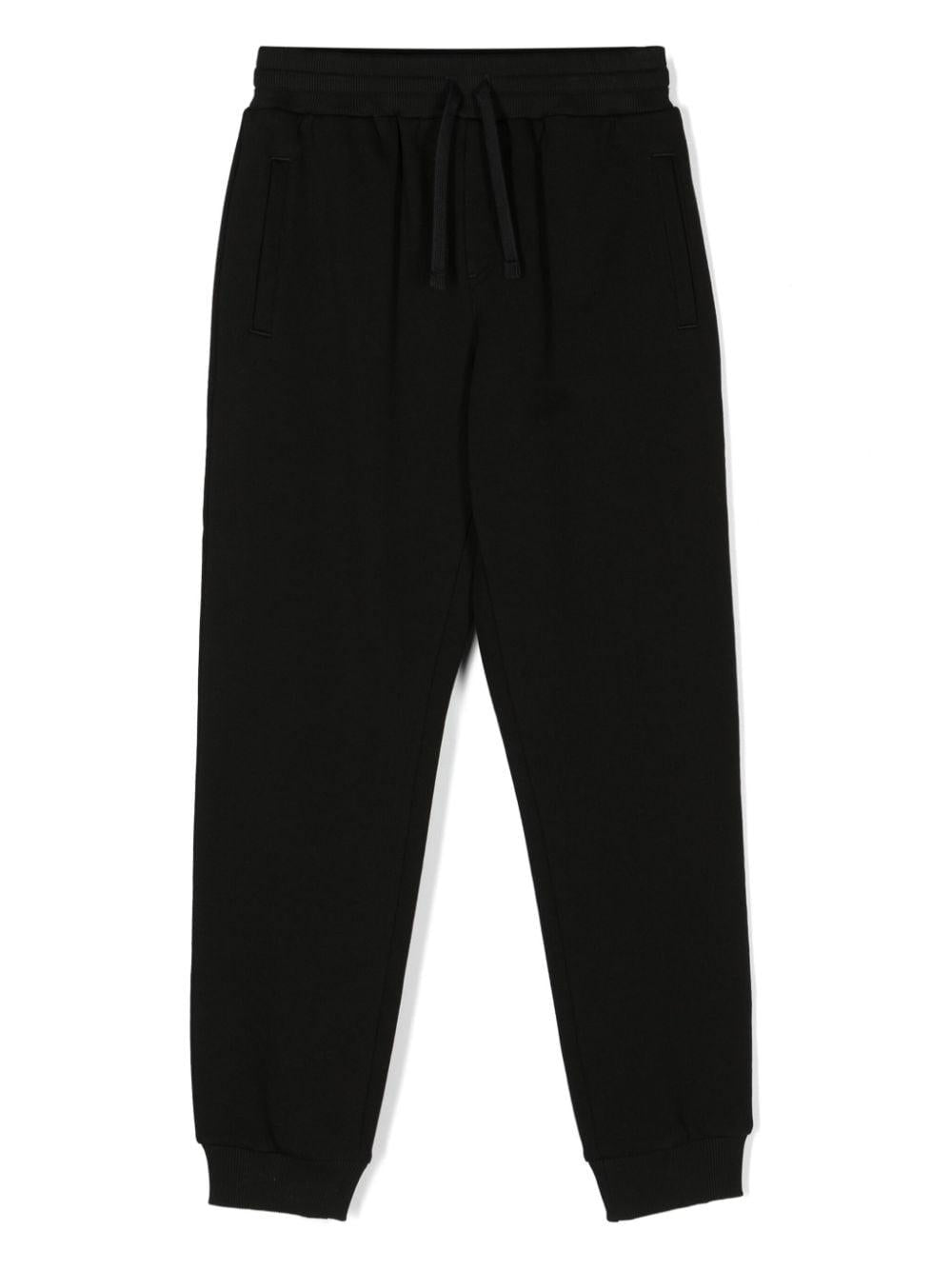Black cotton jogging pants for children