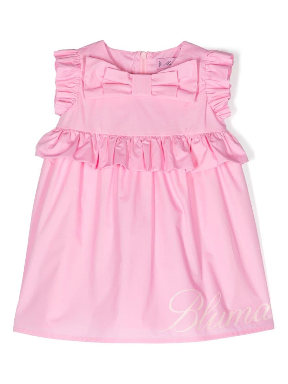 Pink dress for baby girls with bow