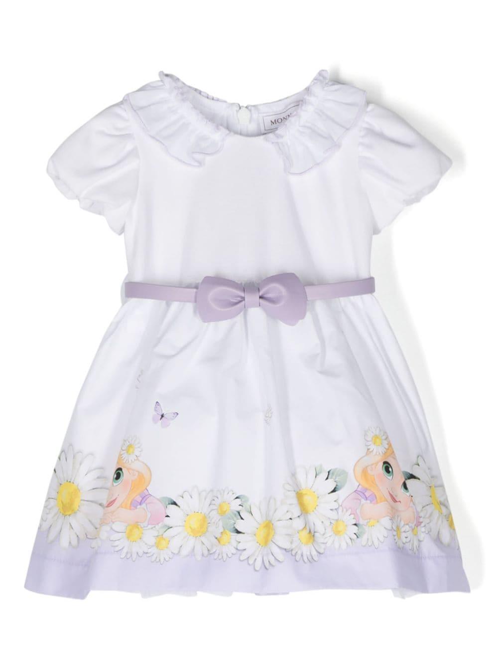 White dress for baby girls with print