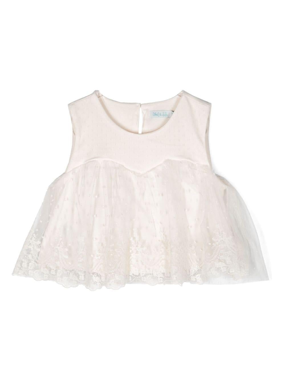 Top bianco per bambina in tulle