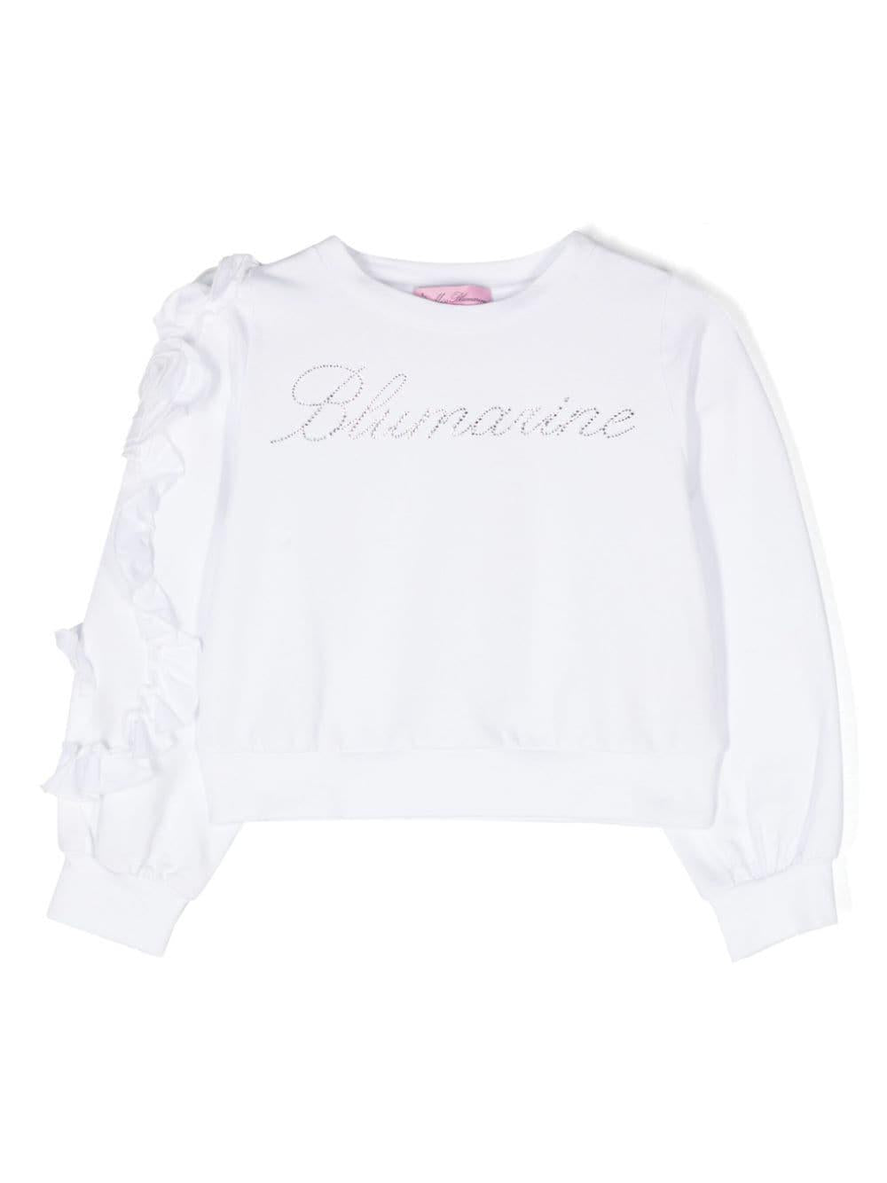Felpa bianca per bambina con logo