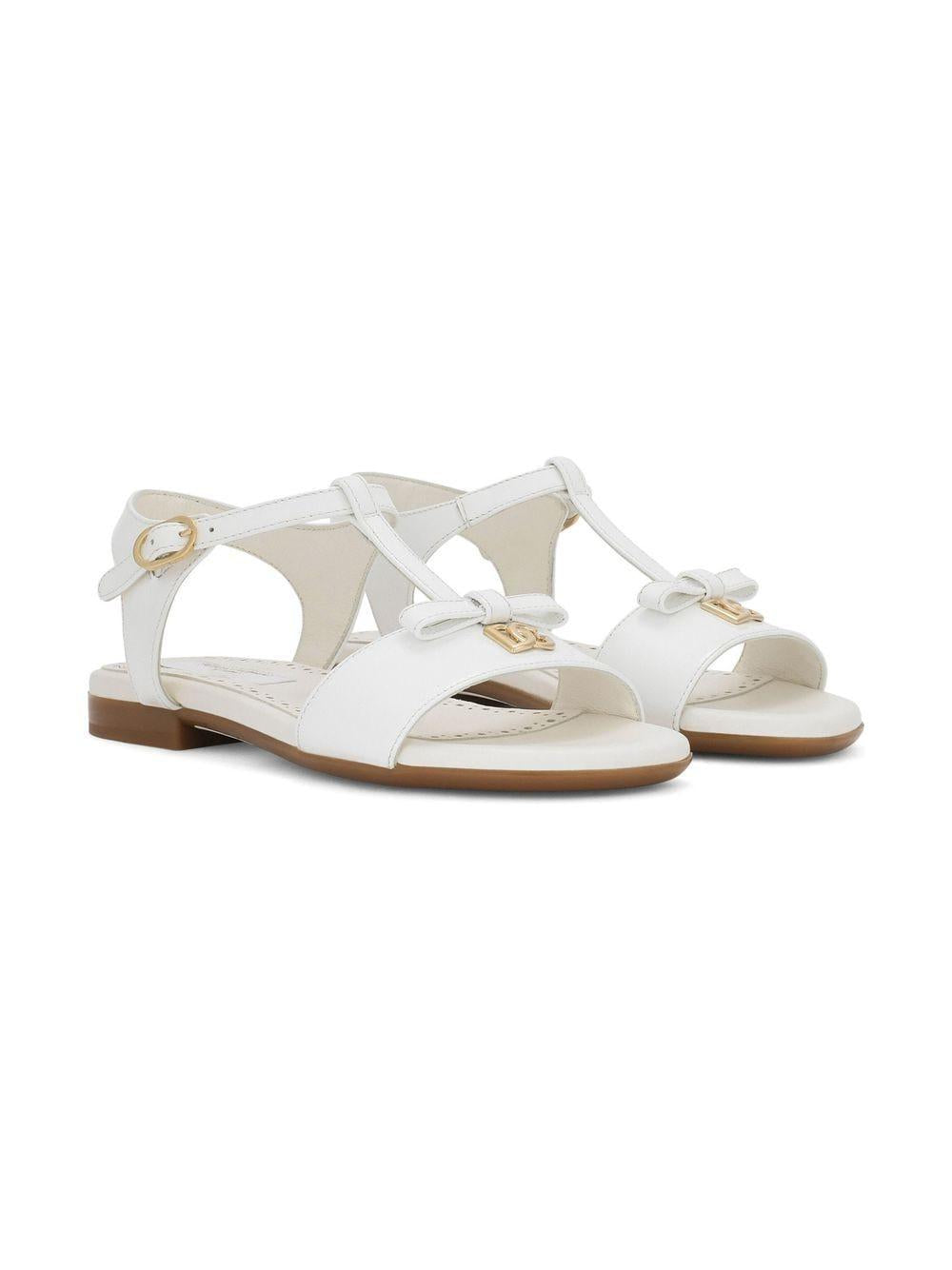 White sandals for girls with logo