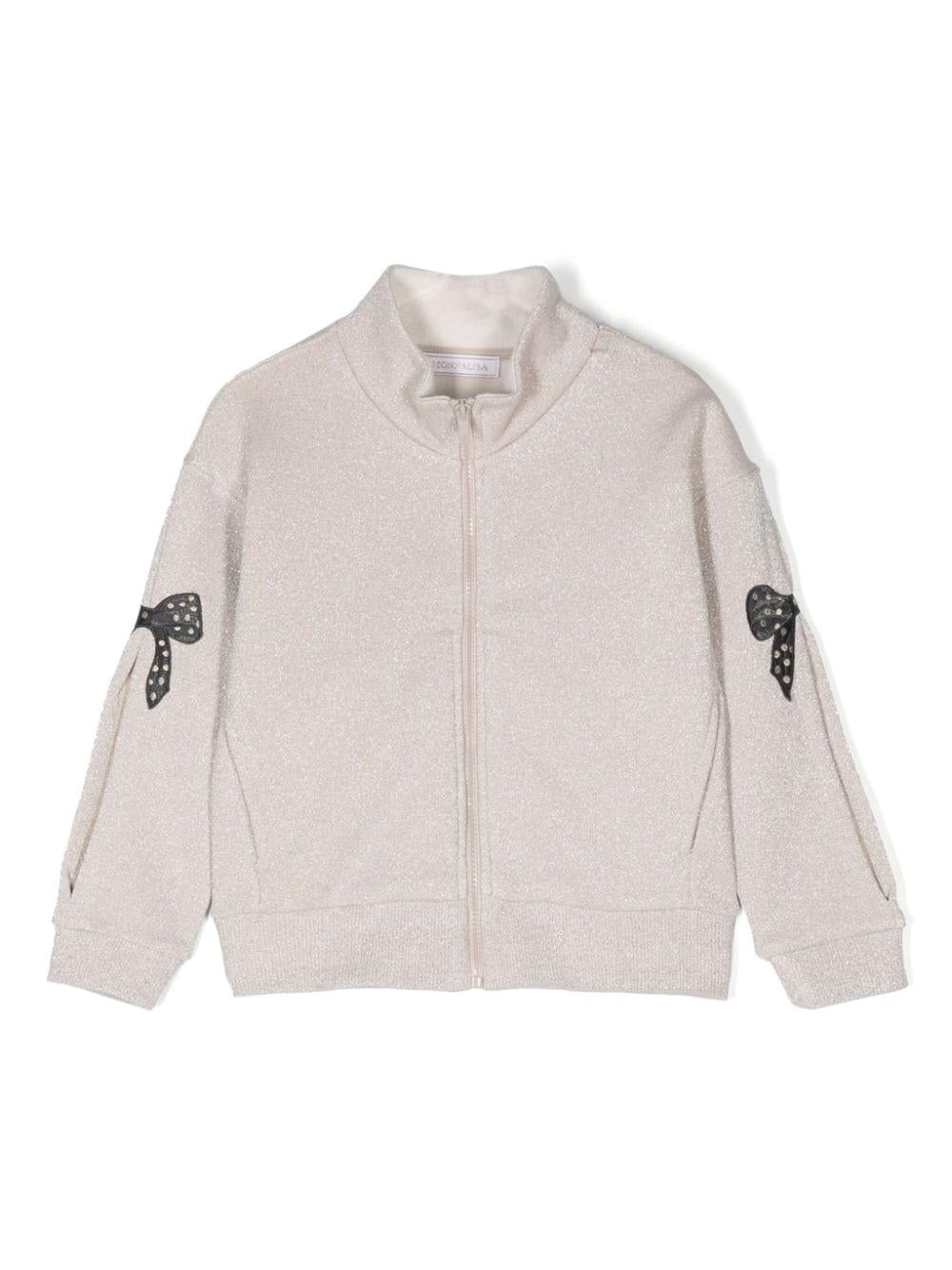 Sweatshirt for girls in beige cotton blend