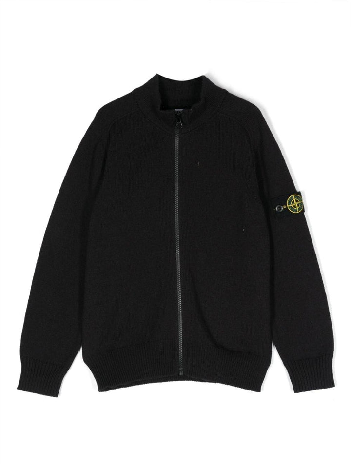 Blue cardigan for boys with logo