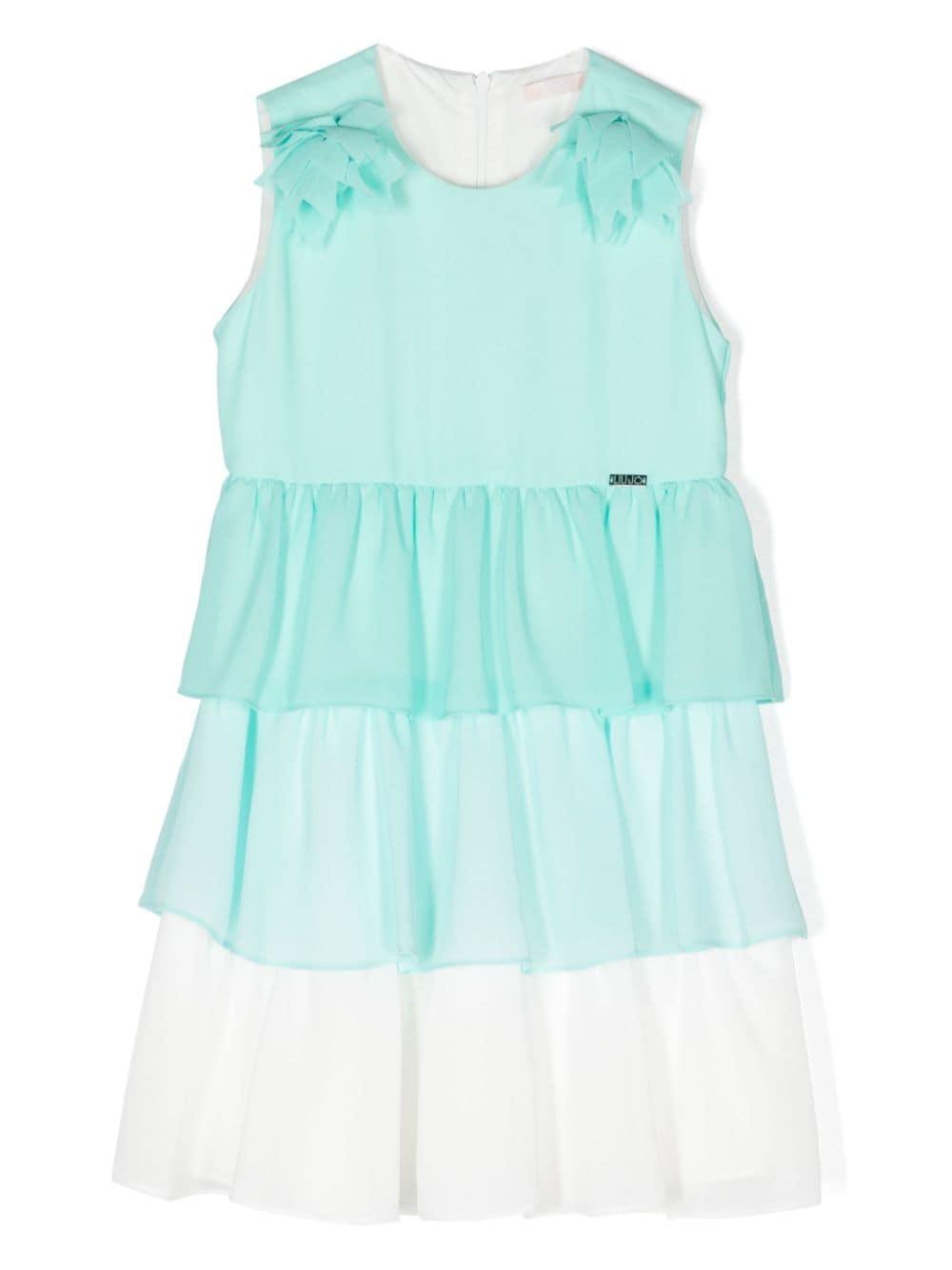 Abito turchese e bianco per bambina