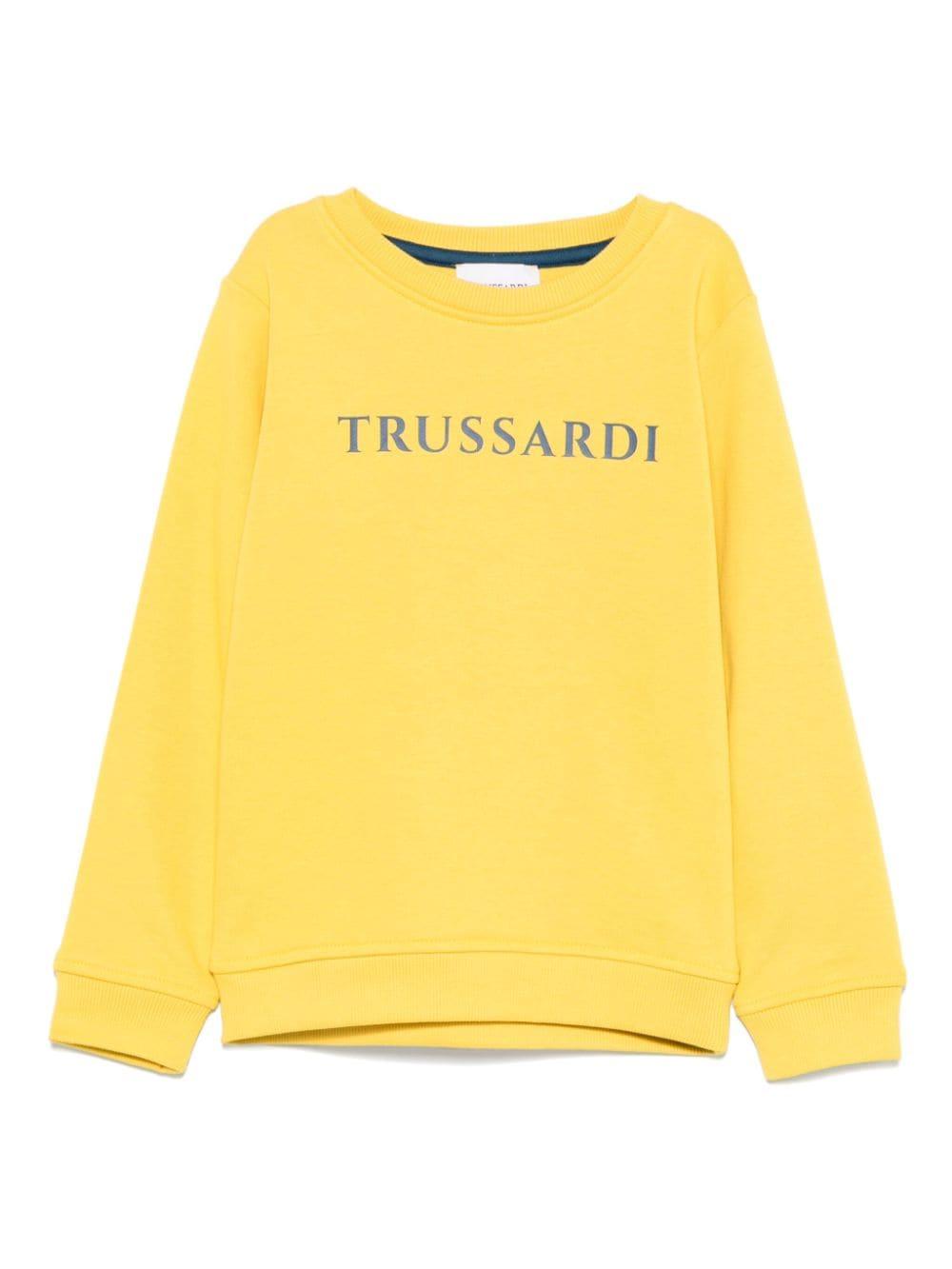 Canary yellow sweatshirt for children with logo