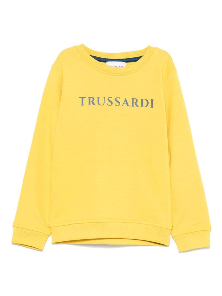 Canary yellow sweatshirt for children with logo