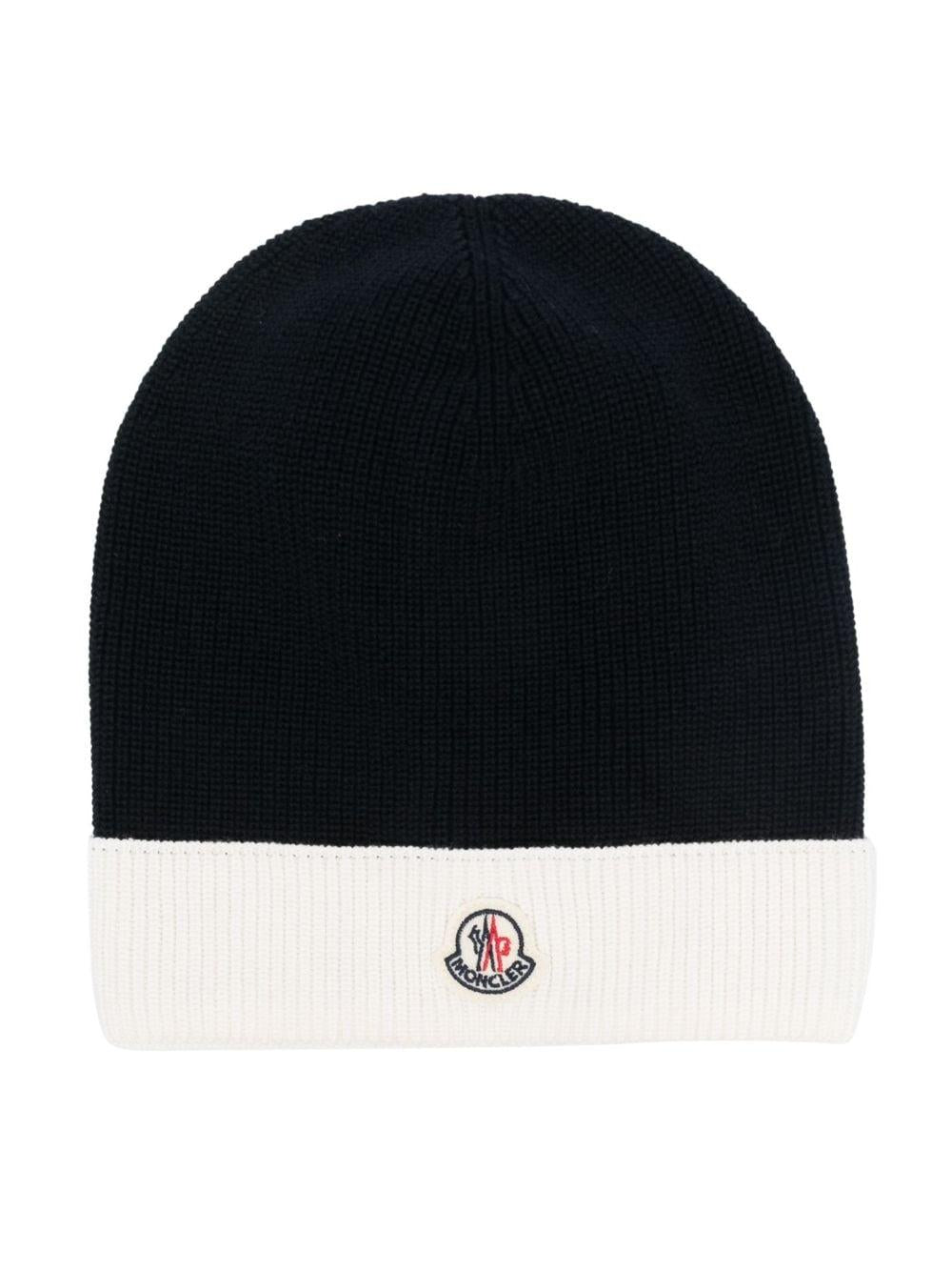 Blue and white hat for newborns with logo