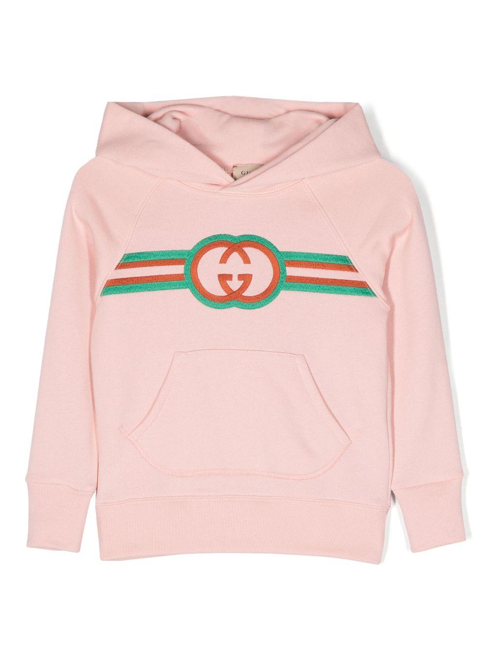 Pink sweatshirt for girls with logo