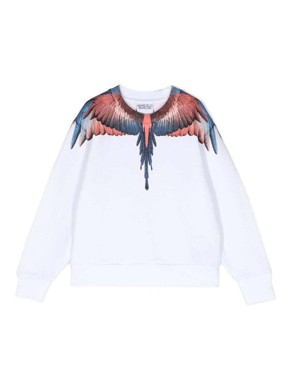 Felpa bianca per bambino con stampa Wings