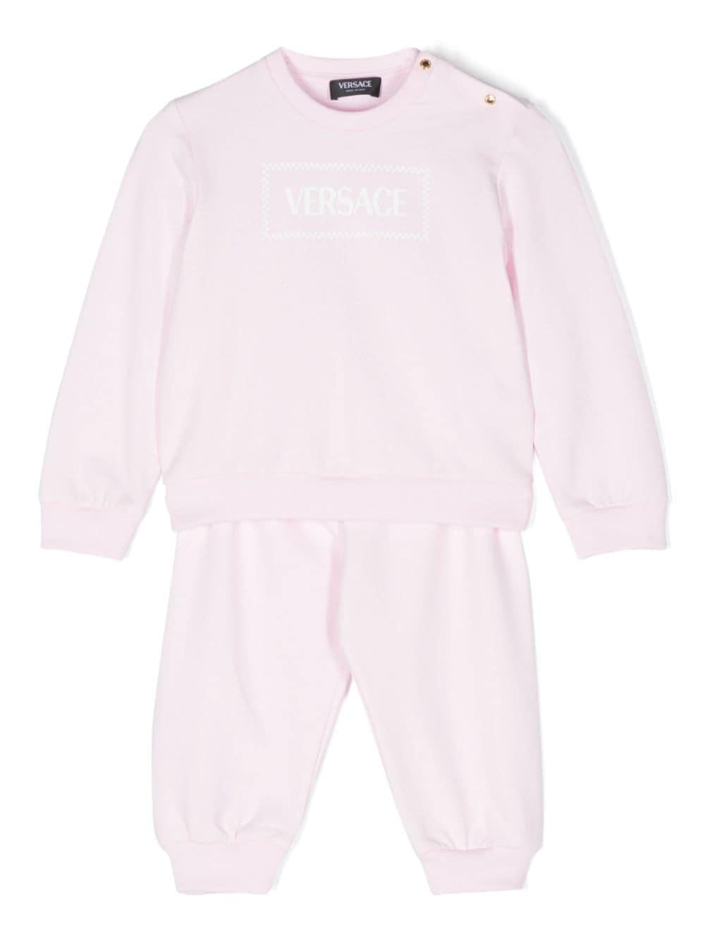 Sports outfit for baby girls in light pink cotton