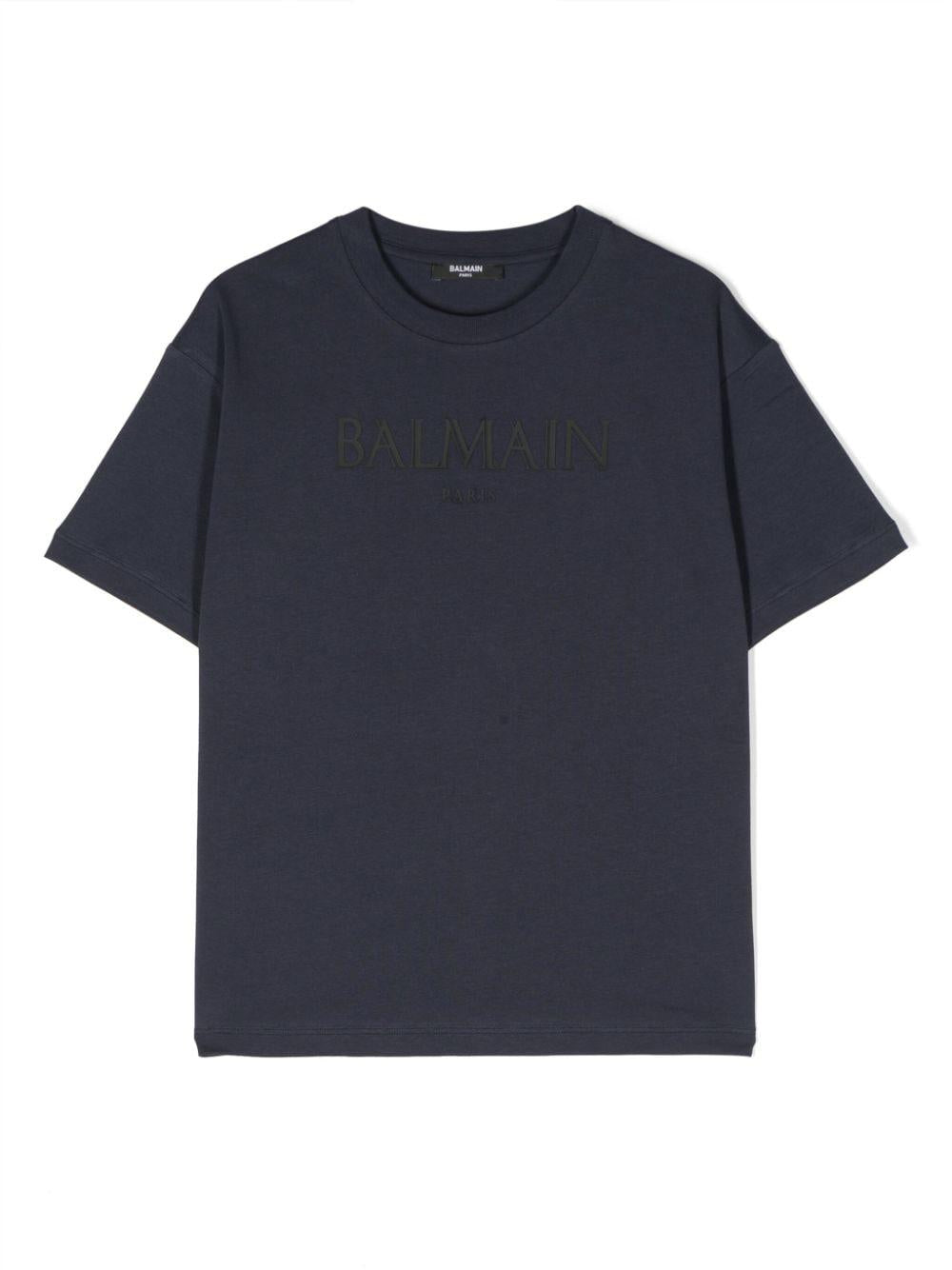 Blue t-shirt for boys with black logo
