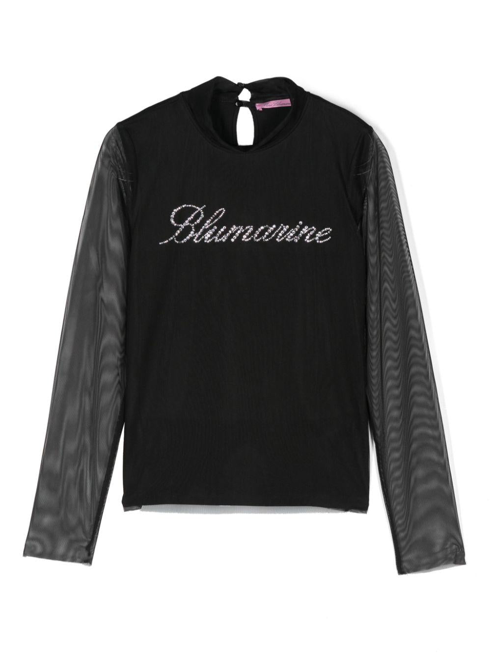 T-shirt nera per bambina con logo