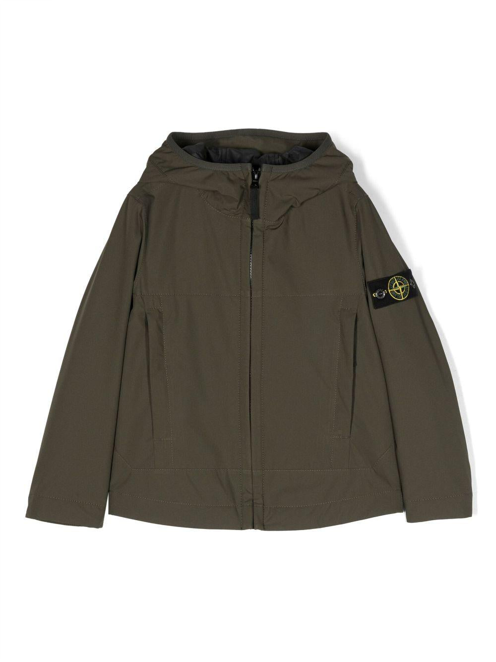 Green jacket for boys with Stone Island Junior logo – Tenerè Store - Main Image