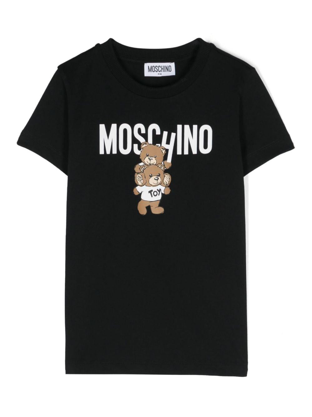 Unisex black cotton t-shirt with print