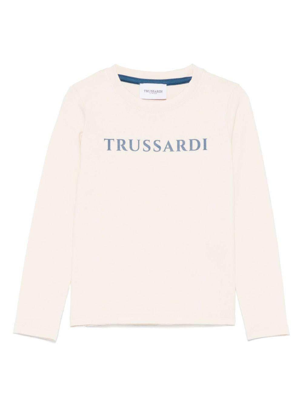 T-shirt beige per neonato con logo