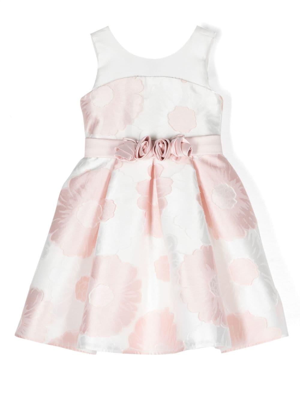 Abito bianco e rosa per bambina in raso