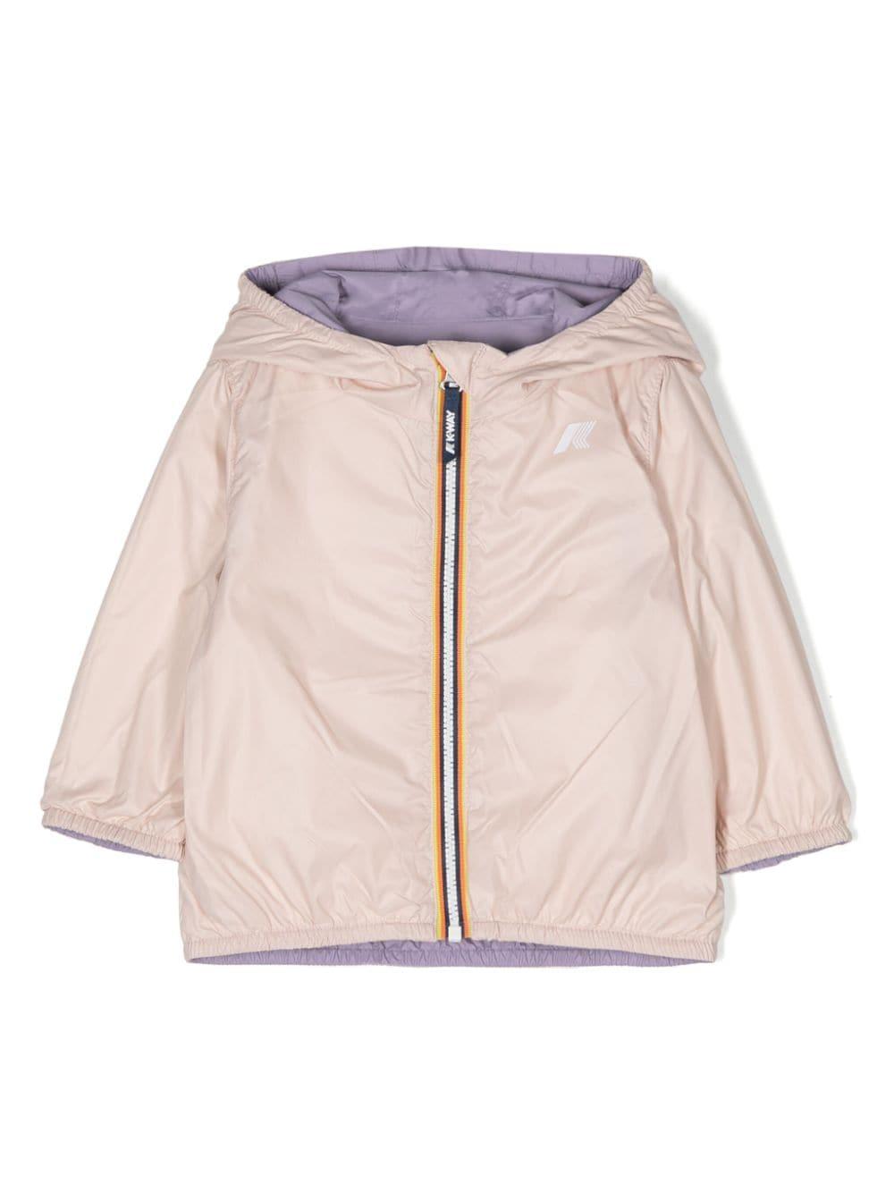 Purple and pink jacket for baby girls with logo