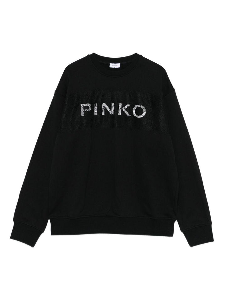Felpa nera per bambina KFFE024CFF015 D840 Pinko Kids