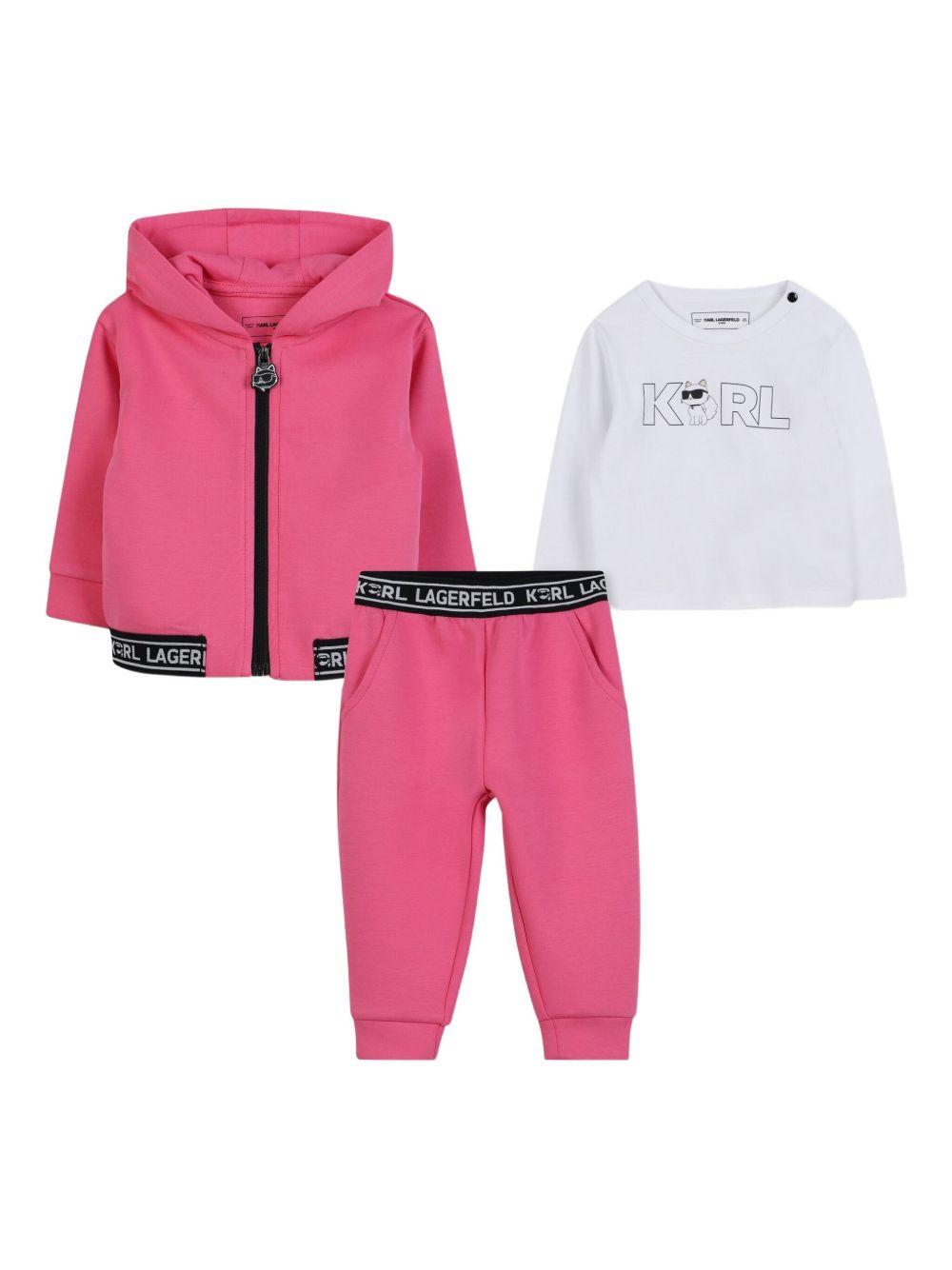 Completo rosa/bianco per neonata Z30649 48V Karl Lagerfeld Kids