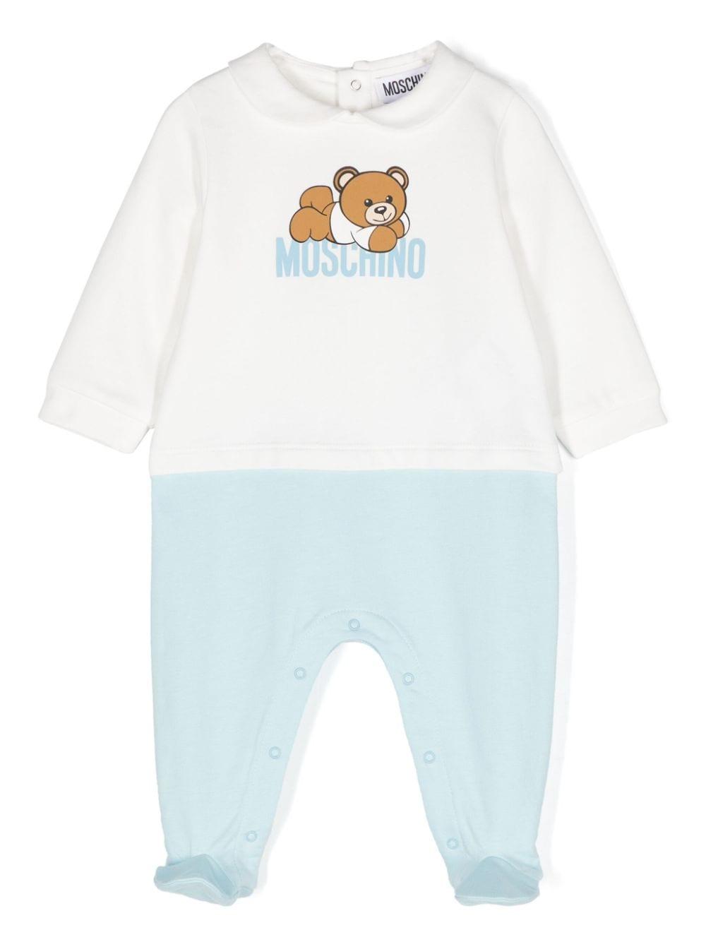 Baby blue and white cotton onesie