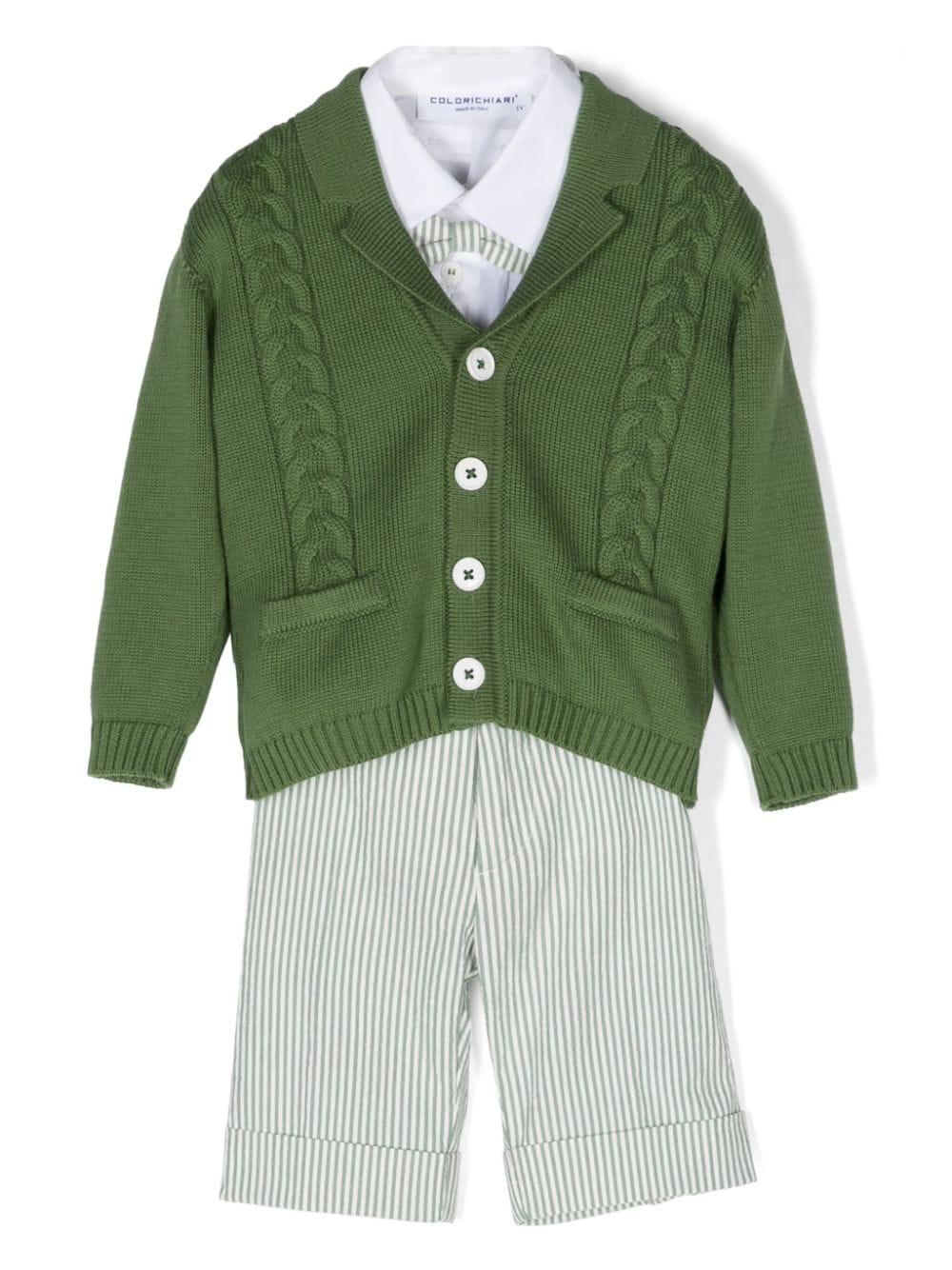 Completo elegante bianco e verde per neonato Colorichiari Kids