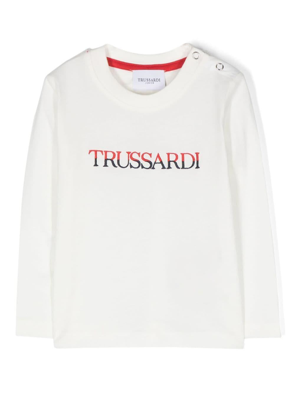 T-shirt bianca per neonato con logo