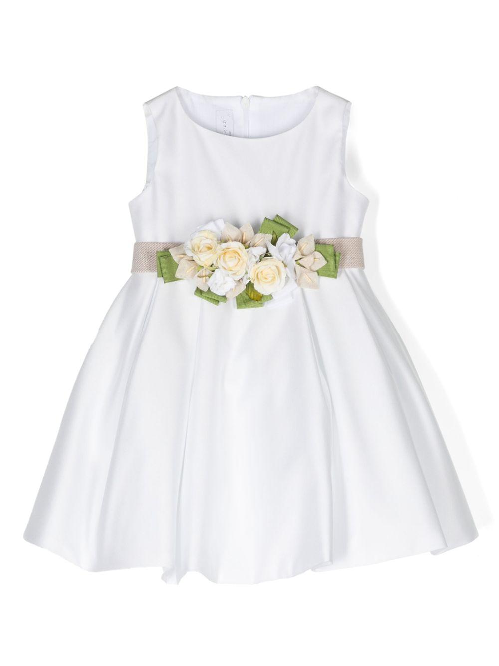 White dress for baby girls with flowers Colorichiari Kids