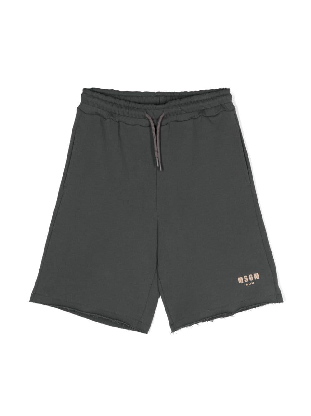 Gray Bermuda shorts for boys with logo