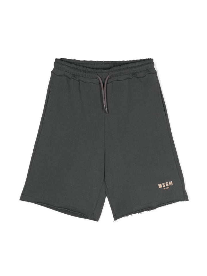 Gray Bermuda shorts for boys with logo