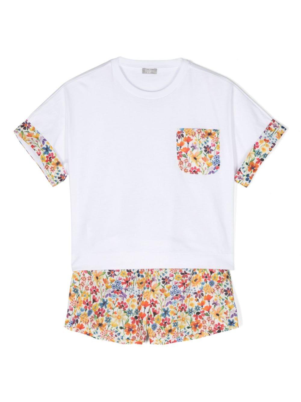 Completo sportivo bianco e rosa per bambina