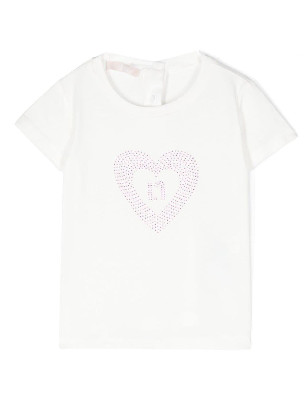T-shirt bianca per neonata con logo