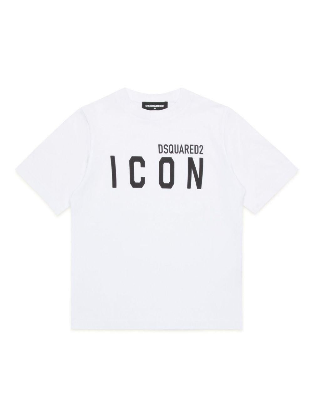 T-shirt per bambino in cotone nera con stampa ICON