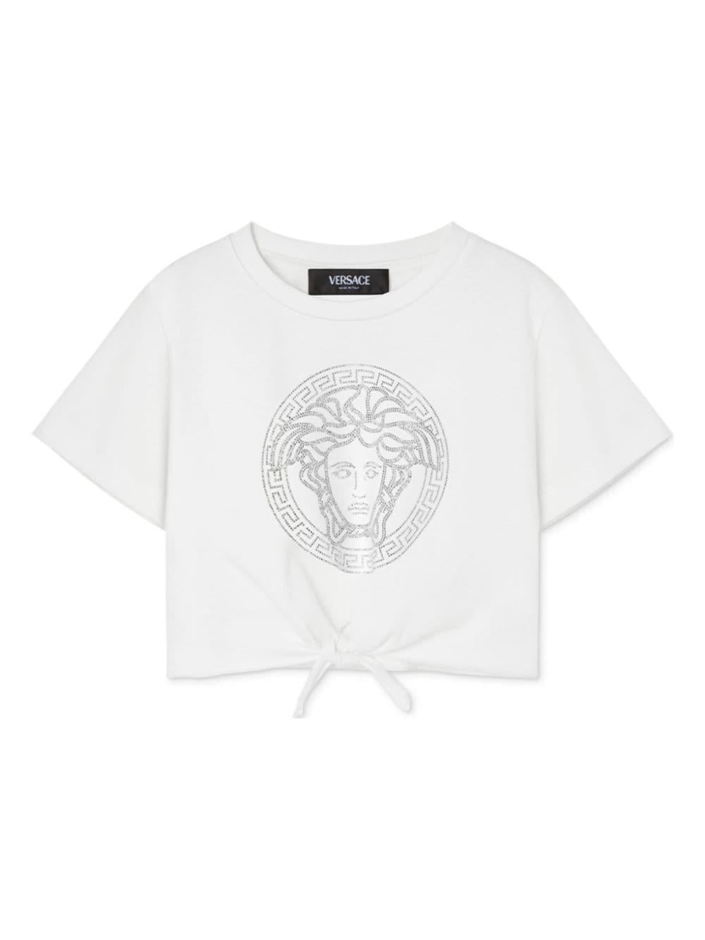 White cotton crop t-shirt for girls