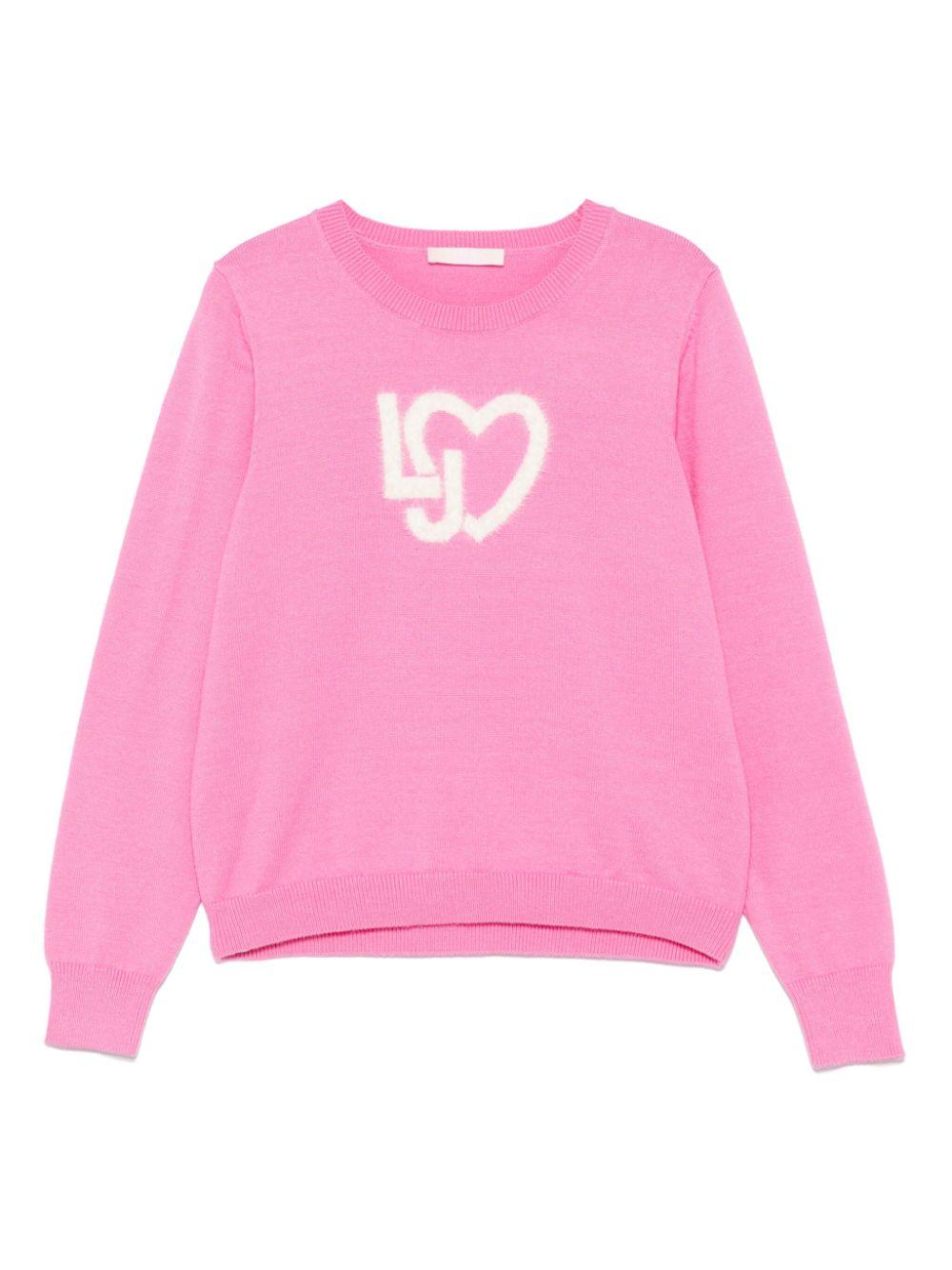 Maglione rosa per bambina con logo