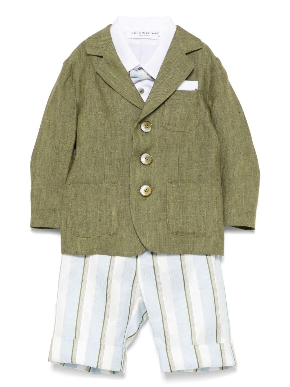 Completo verde oliva/bianco/celeste per neonato