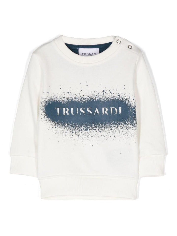 White sweatshirt for newborns with logo