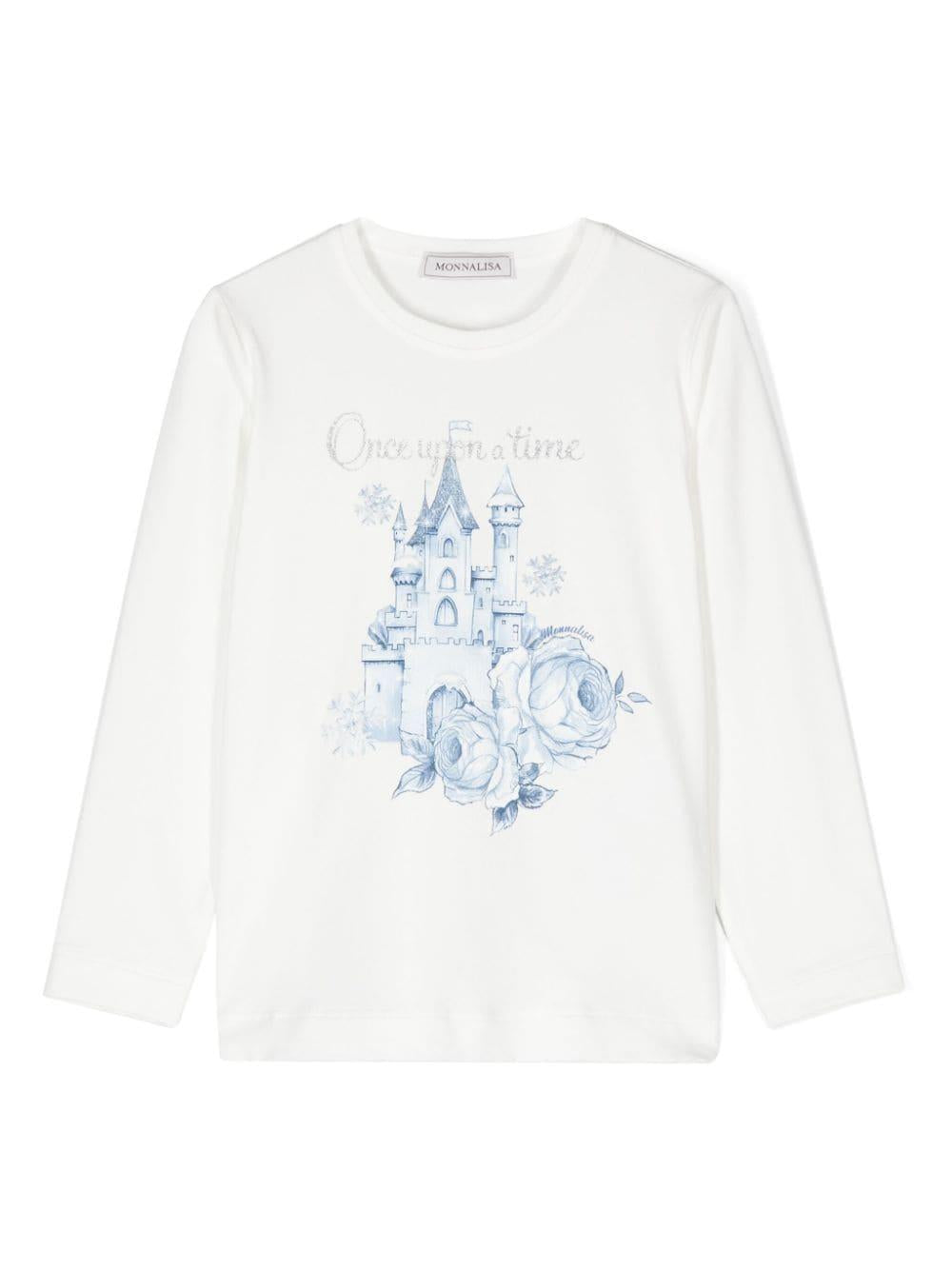 T-shirt per bambina in misto cotone bianca