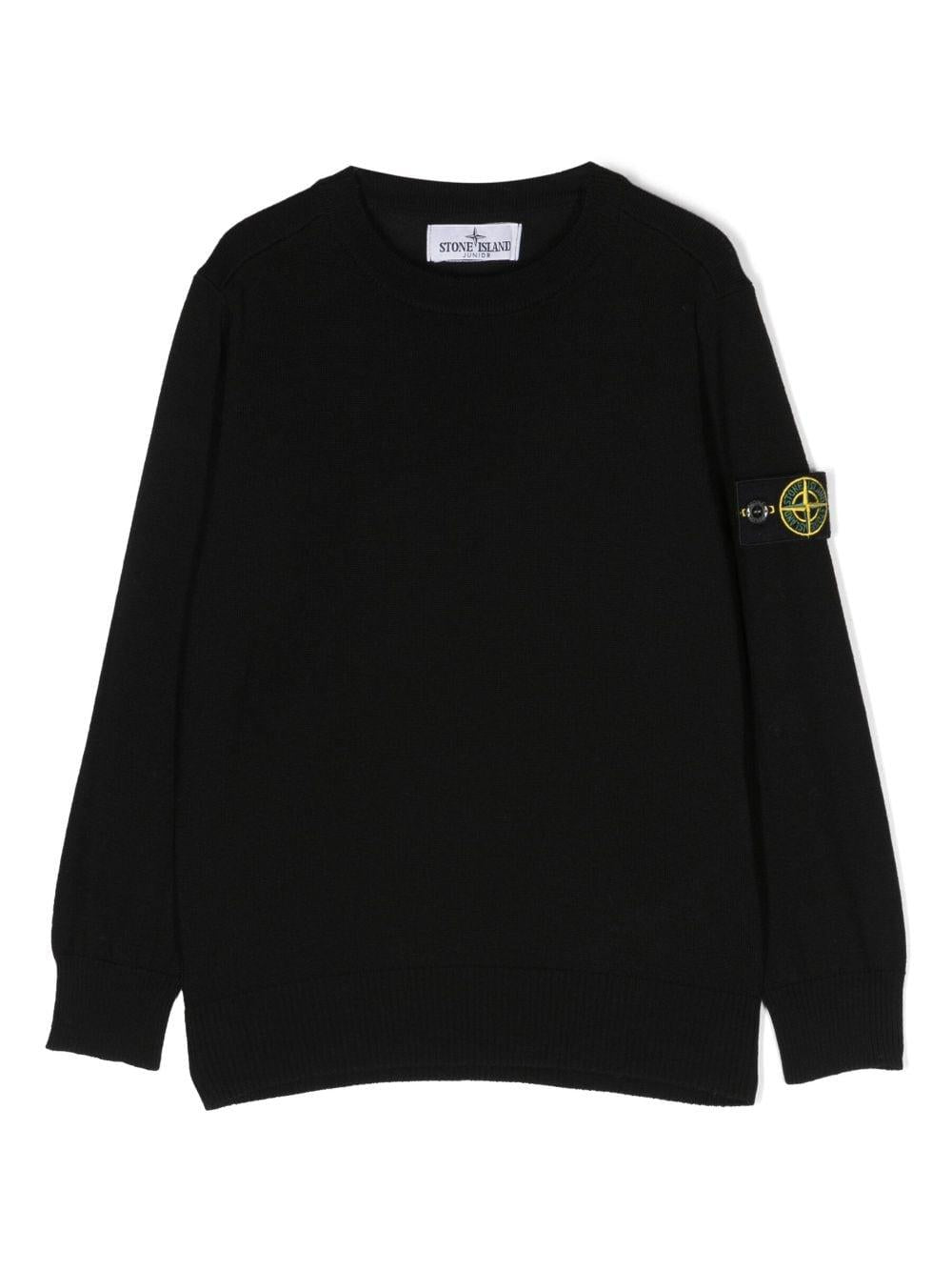 Maglione nero per bambino con logo di Stone Island Junior – Tenerè