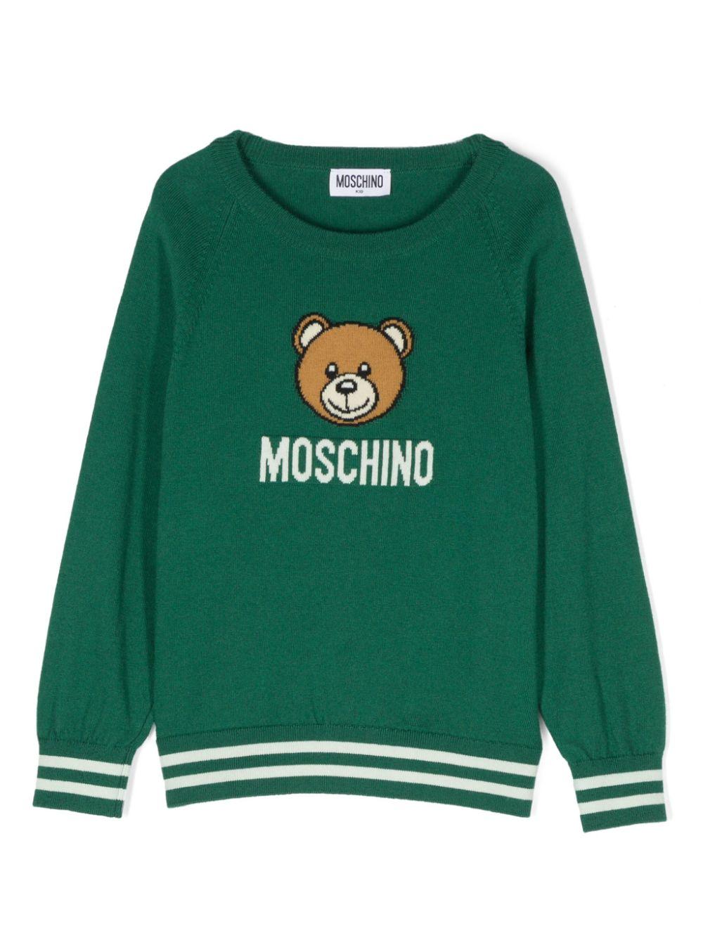 Green sweater for boys with logo