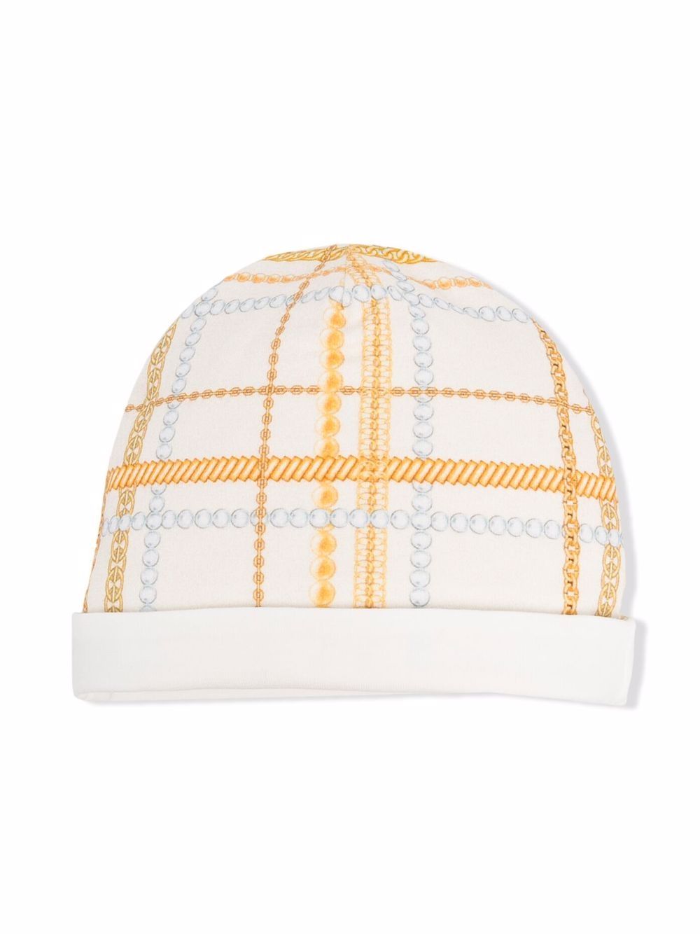 Cappello bianco e giallo per neonata