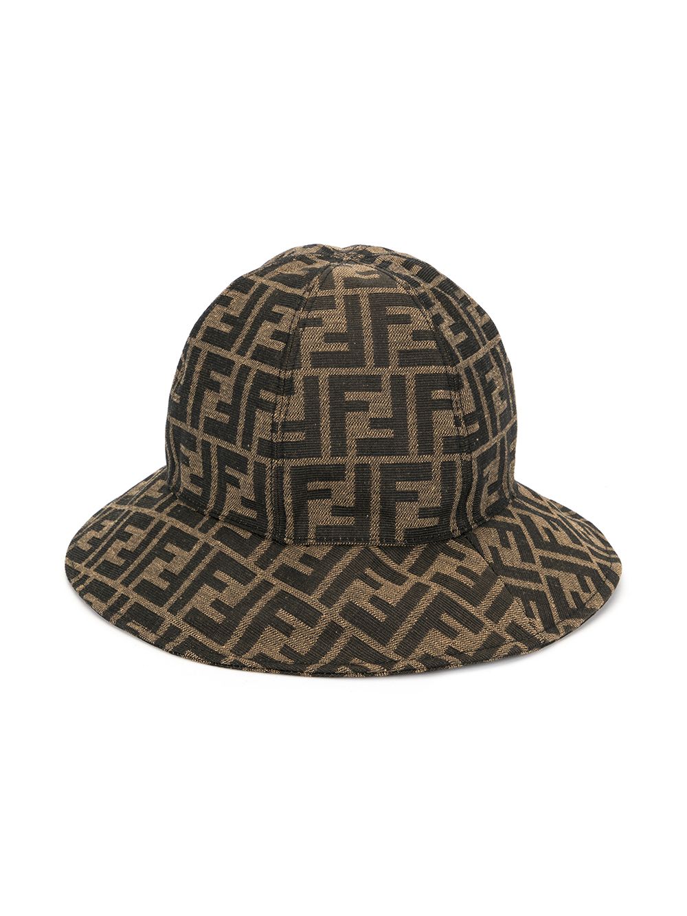 Cloche per bambina in cotone marrone e nero JUP009AAQ1 F15B6 Fendi Kids 