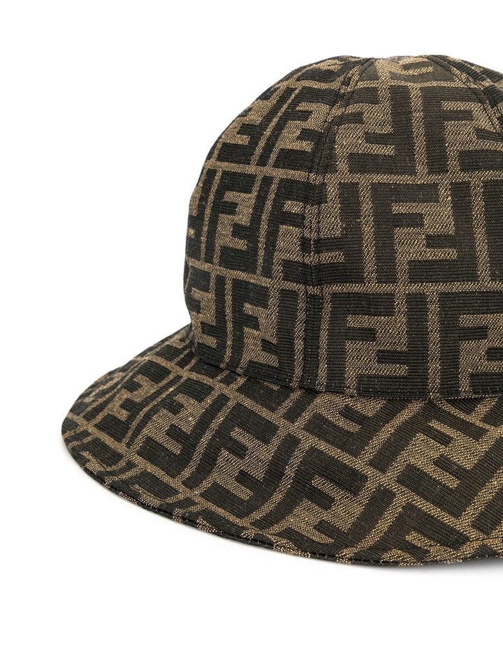 Cloche per bambina in cotone marrone e nero JUP009AAQ1 F15B6 Fendi Kids 