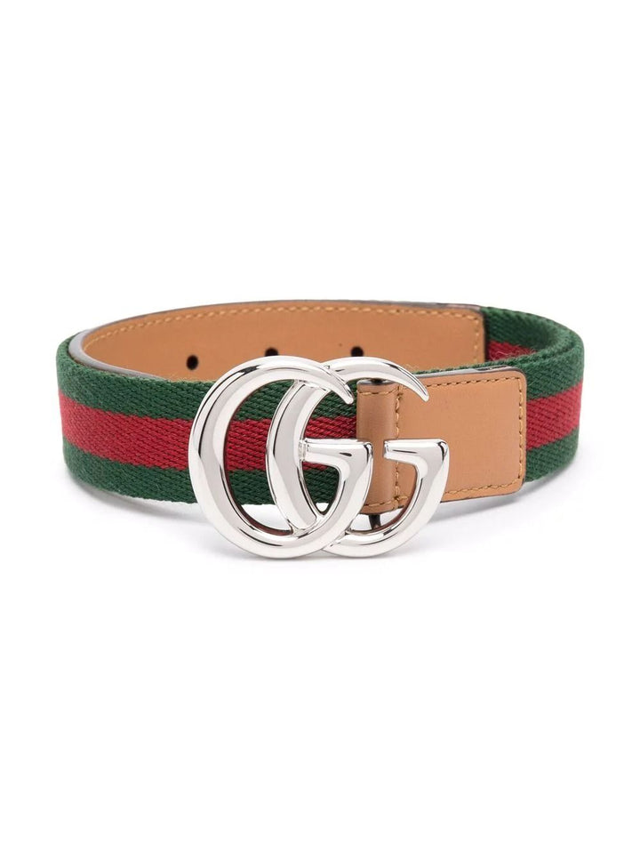 Green and red unisex belt with logo