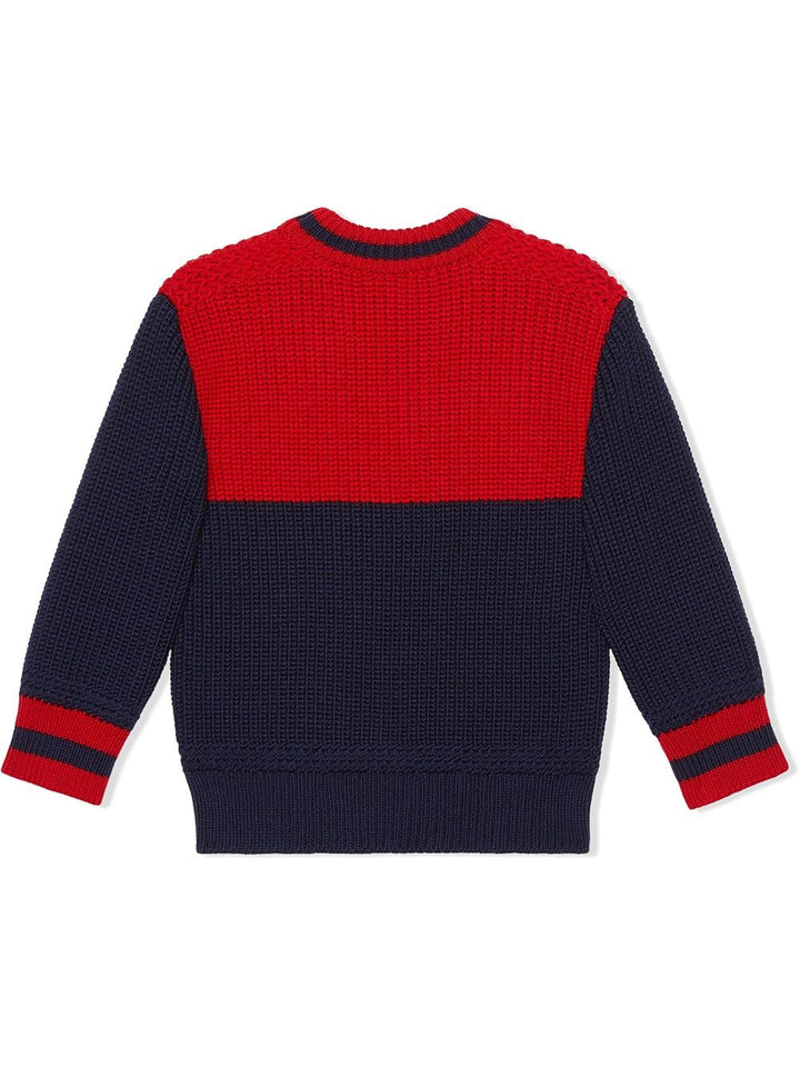 Maglione blu e rosso per bambino