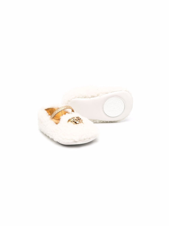 Pantofole bianche per neonata con logo
